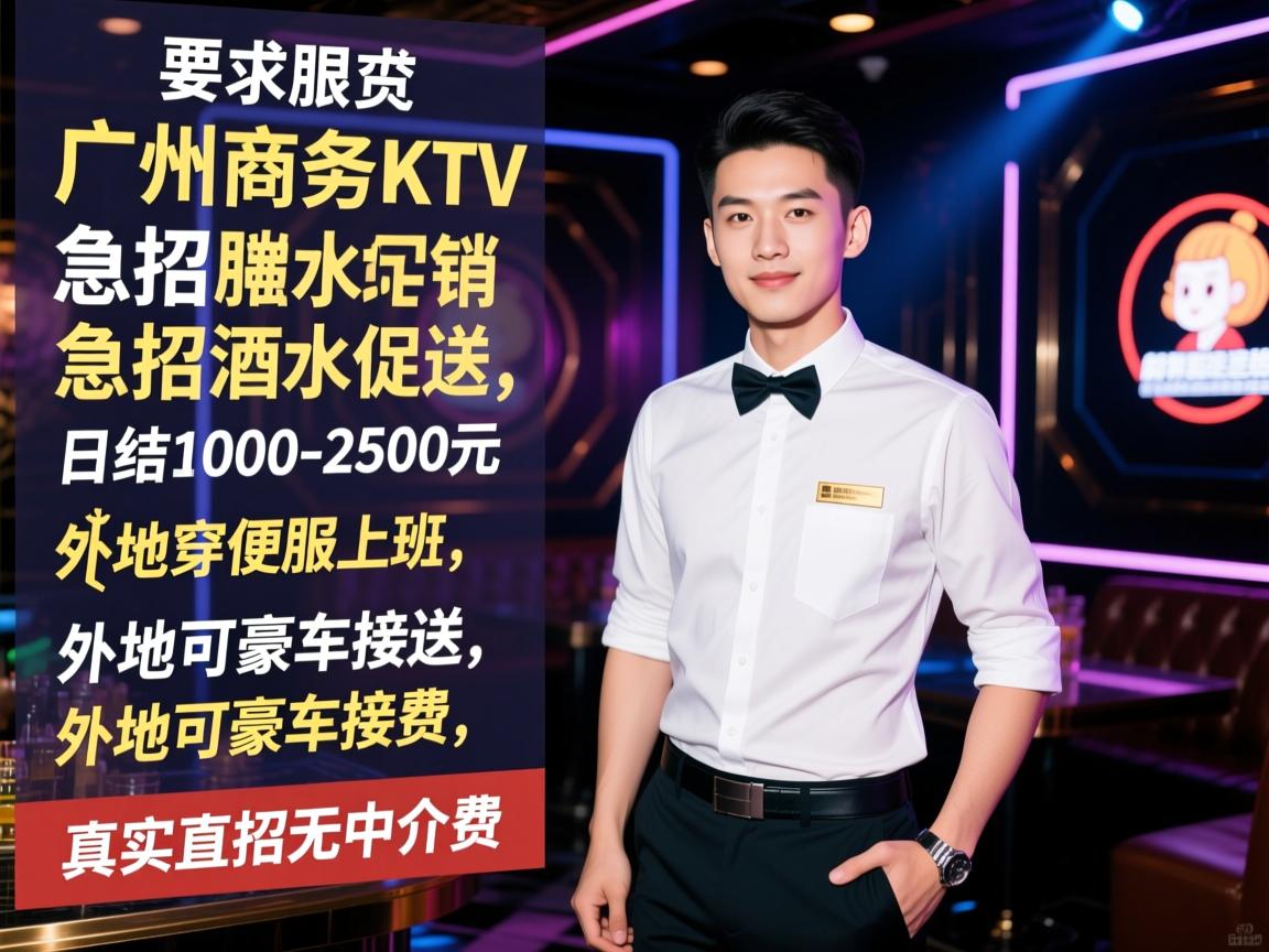 广州商务KTV急招酒水促销,日结1000-2500元,穿便服上班,外地可豪车接送,真实直招无中介费 广州商务KTV急招酒水促销,日结1000-2500元,穿便服上班,外地可豪车接送,真实直招无中介费