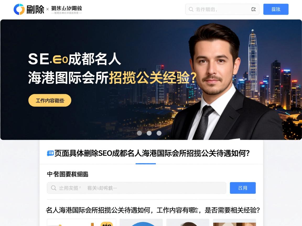 页面具体删除SEO成都名人海港国际会所招揽公关待遇如何,工作内容有哪些,是否需要相关经验? 页面具体删除SEO成都名人海港国际会所招揽公关待遇如何,工作内容有哪些,是否需要相关经验?