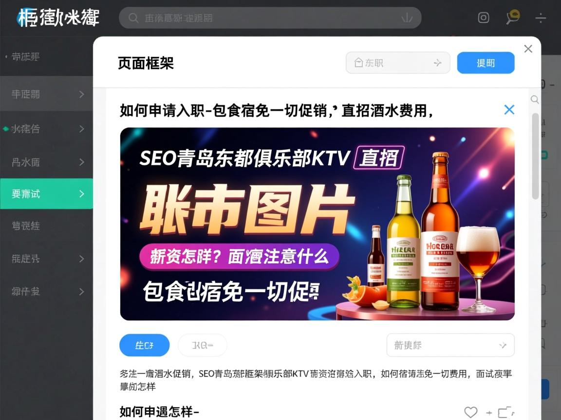 页面框架删除SEO青岛东都俱乐部KTV直招酒水促销-包食宿免一切费用，如何申请入职，薪资待遇怎样，面试需要注意什么？