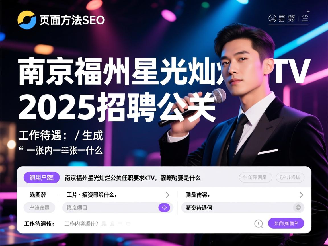 页面方法SEO，南京福州星光灿烂KTV2025招聘公关任职要求是什么，薪资待遇如何，工作内容有哪些？